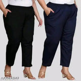 Samar Premium cotton-lycra stretch trousers (XXL, XL, L, M) in solid net pattern, featuring both side pockets - pack of 2