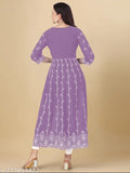 Alisha Superior Georgette Chikankari Anarkali Kurta, 3/4 sleeves, 50" length, S-XXL sizes, India made