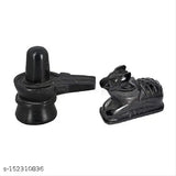 Black marble Shiva Lingam & Nandi Ji combo decorative showpiece, 5cm x 5cm x 6cm, handcrafted in India