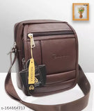 Brown PU Magnifique Trendy Side Bag for Men & Women - 4 compartments slingbag for everyday style and function
