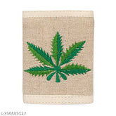 Hemp wallet, handmade unisex, 5 compartments, jute fabric, ethnic Indian doll print