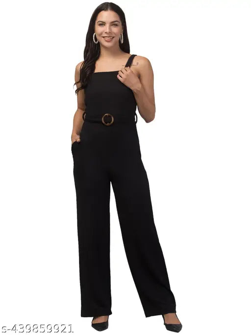 Indian crepe sleeve striped jumpsuit for women, solid pattern, sleeveless design