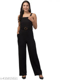 Indian crepe sleeve striped jumpsuit for women, solid pattern, sleeveless design