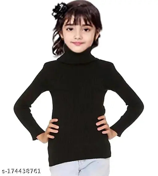 Black wool sweater for girls aged 7-8 years, funky design from Cutiepie