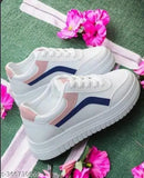 White synthetic girls sneakers, PVC sole, lace-up design, kid's casual footwear from WOGDAN