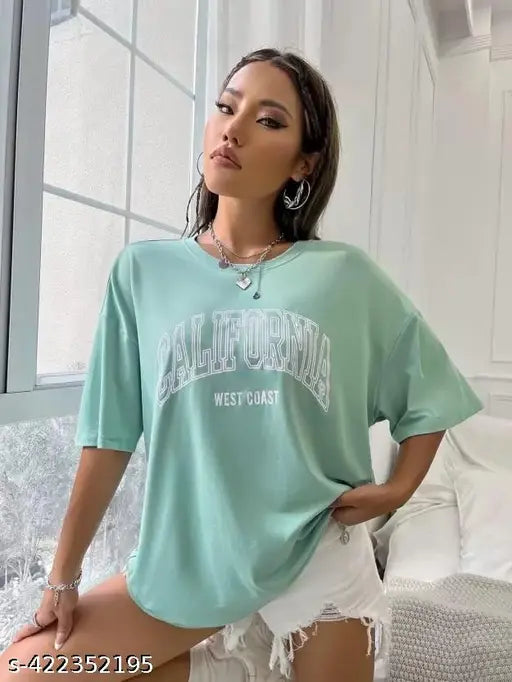 Cotton printed oversize t-shirt combo pack for women (2pcs), stylish and oversized, short sleeves, S, M, L, XL, XXL