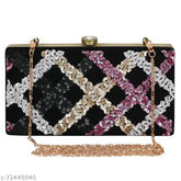 Black velvet embellished clutch, handcrafted Zari embroidery work - Indian artisan-made, free size (8in x 4in)