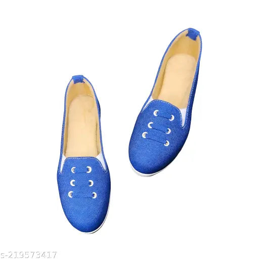 Blue synthetic loafers for women's everyday wear, perfect for school, college, or weddings