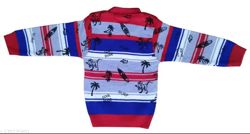 Woolen printed net fashion sweaters for kids aged 3-5 years. Made in India