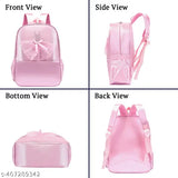 Polyester net pink school bag for children aged 7-12, featuring a cartoon design and adjustable strap. Ideal for primary school students, daily use, or as a gift. Large size, suitable for various occasions