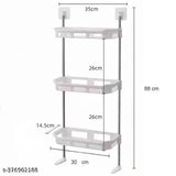 Stainless steel kitchen storage rack with multipurpose baskets, modern design, 16cm breadth, 15cm height, and 36cm length. Perfect for organizing fruits and vegetables in the home