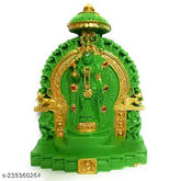 Green resin Madurai Meenakshi Amman statue, authentic Indian god idol with intricate detailing, perfect for Pooja room or home decor