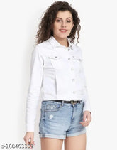 Cotton blend jacket for girls and women, solid color, long sleeves. S, M, L, XL sizes available, made in India