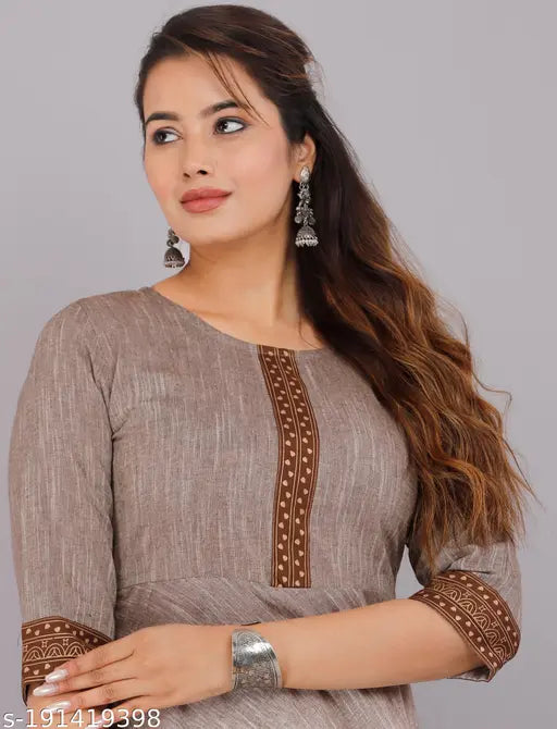 Wool Anarkali Chinkenkari Kurti, printed pattern, three-quarter sleeves, India origin, SRF brand
