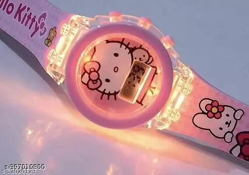 Camouflage silicon Hello Kitty DJ digital watch, pink dial and strap for unisex casual wear