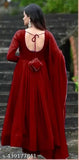 Maroon Georgette Anarkali Kurta with dupatta, Indian traditional long-sleeve outfit for women