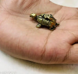 Brass lead miniature Kachua turtle/tortoise Feng Shui showpiece for peace, luck, success, prosperity - Indian handcrafted figurine, 2cmx1cmx1cm