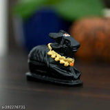Black brass Shiv combo set: Nandi and Trishul, finely finished, elegant design, Indian-made, L1.5cm x B3cm x H5.5cm
