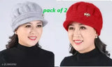 Trandy and attractive wool caps, pack of 2 in solid design, viscose material from India