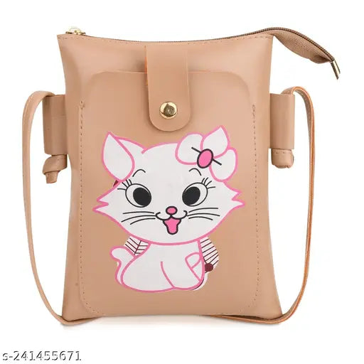 Printed net PU Pranshi Collection small crossbody sling bag. Lightweight shoulder purse for girls, cell phone holder with golden chrome chain and interior pockets. Made in India