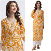 Trendy rayon kurta set with white cotton lace embroidery, intricate design for ethnic fashion, calf-length and palazzo pants, comfortable wear for party wear and casual gatherings