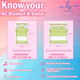 Grey Leaves Reversible Cotton Quilt, Floral Print Double Bed Blanket for All Seasons