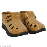 Tan Pu sole kids sandal with buckle fastening and net pattern. Perfect for young explorers aged 3.5-4 years. Made in India