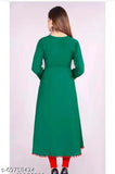 Rayon Anarkali Kurti with embroidery, three-quarter sleeves, S-L sizes. Indian traditional clothing on hanger