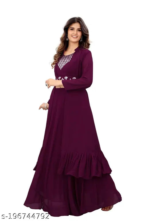 Women's embroidered Georgette blouson crop top, sleeveless, Indian handcrafted embroidery on delicate Georgette fabric