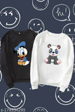 White and black kids sweatshirts (2PCS packing), cotton blend fleece fabric with long sleeves and printed patterns