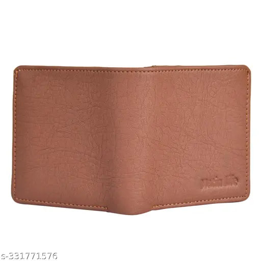 Fashionable PU leather men's wallet, solid pattern, 2 compartments, RFID protected, free size (12x8 cm), compact design