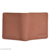 Fashionable PU leather men's wallet, solid pattern, 2 compartments, RFID protected, free size (12x8 cm), compact design