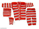 Red striped wool sweaters for kids (0-6 months), Indian handmade baby clothes