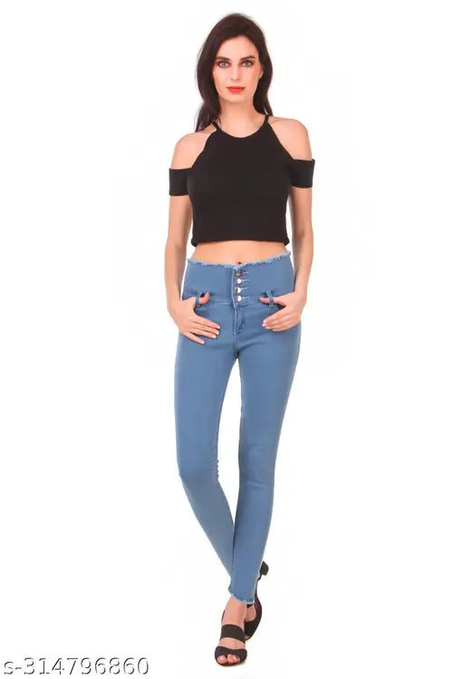 Women's printed denim Fuchra jeans, size 28/30/32/34 (India)