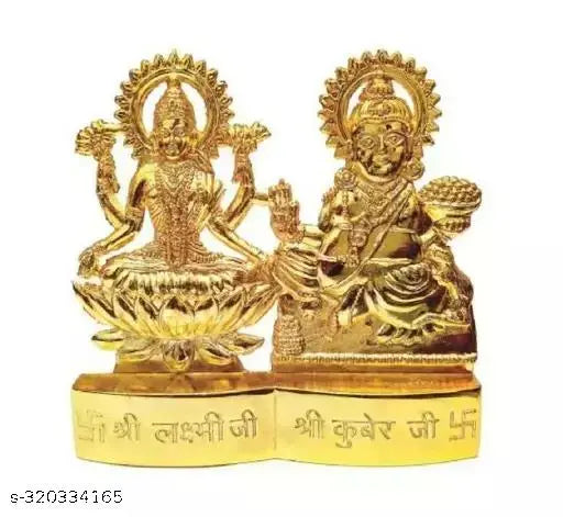 Brass Shri Laxmi Kuber Murti figurine for Diwali puja set, India origin