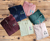 Wine colored velvet zipper hoddie for kids (3-4 years), printed net pattern