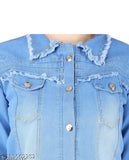 Denim women's jacket by ZHM PRETTY, solid pattern, long sleeves, available in sizes XS-XL