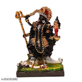 Traditional Kaali Mata resin idol, 16cm x 9cm x 23cm, for pooja, home, office, or car dashboard. Exquisite detailing and classic design in vibrant traditional colors