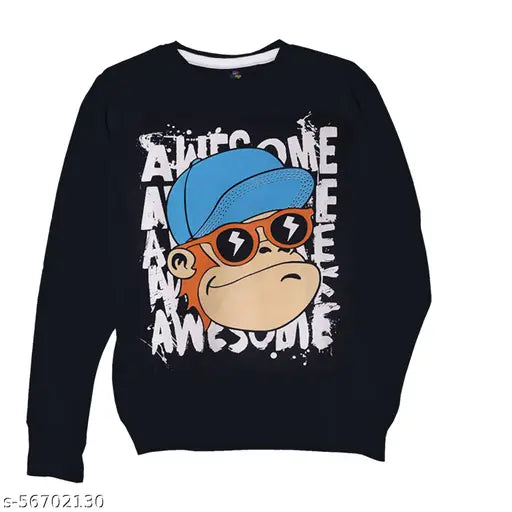 Boys' cotton blend hoodie, printed sweatshirt for kids winter wear