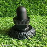 Marble dust Matt Black Shiv Pindi Idol for spiritual worship, handcrafted with intricate detail and premium quality materials. Size: Length 7cm, Breadth 7cm, Height 7cm