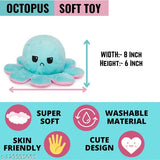 Reversible dark blue & pink octopus plush toy for kids, durable fabric net material, easy to clean