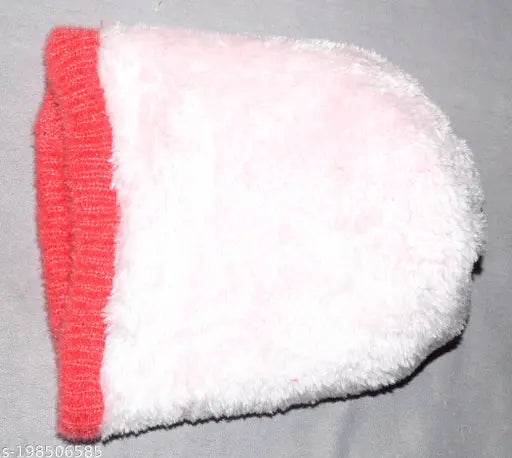 Wool cap for women and girls, solid woolen winter hat with fur inside, handcrafted from India