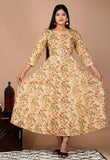 Multicolor rayon Anarkali kurti with three-quarter sleeves, printed combo for women's fashion. Sizes M (38in bust), L (40in bust), XL (42in bust), XXL (44in bust), XXXL (46in bust), available in various sizes up to 6XL. Origin: India