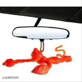Plastic orange flying Hanuman idol for car, divine protection on travels
