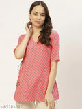 Pure cotton pink floral print V-neck half sleeve wrap top, versatile fashion for women, handmade in India