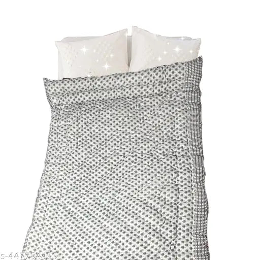 Gray Microfiber Quilt, 3D Printed Single Rajai - Trendy Decor for AC Rooms, India