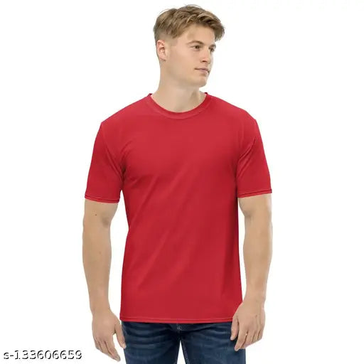 Trendy poly blend men's half sleeve round neck t-shirts pack of 3, solid color, sizes M & L, made in India