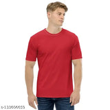 Trendy poly blend men's half sleeve round neck t-shirts pack of 3, solid color, sizes M & L, made in India