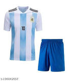 Argentina football team sky blue white digital printed jersey, short-sleeved polyester sportswear for men