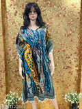 Printed cotton blend kaftan for women, short sleeves, size S-XXXL, India origin